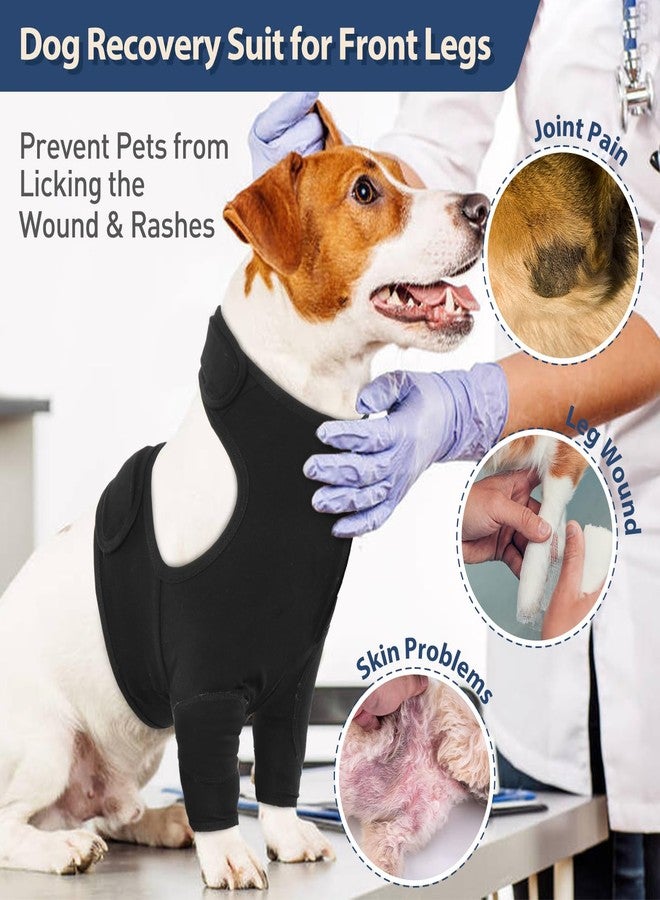 IDOMIK Dog Recovery Suit for Front Legs, Adjustable Dog Leg Sleeves to Stop Licking, Dogs Elbow Braces Protector for Leg Injuries Shoulder Wound, Cone Collar Alternatives,Black,M - Image 4